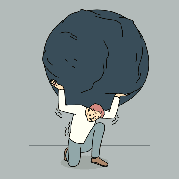 Illustration of a man lifting a heavy rock