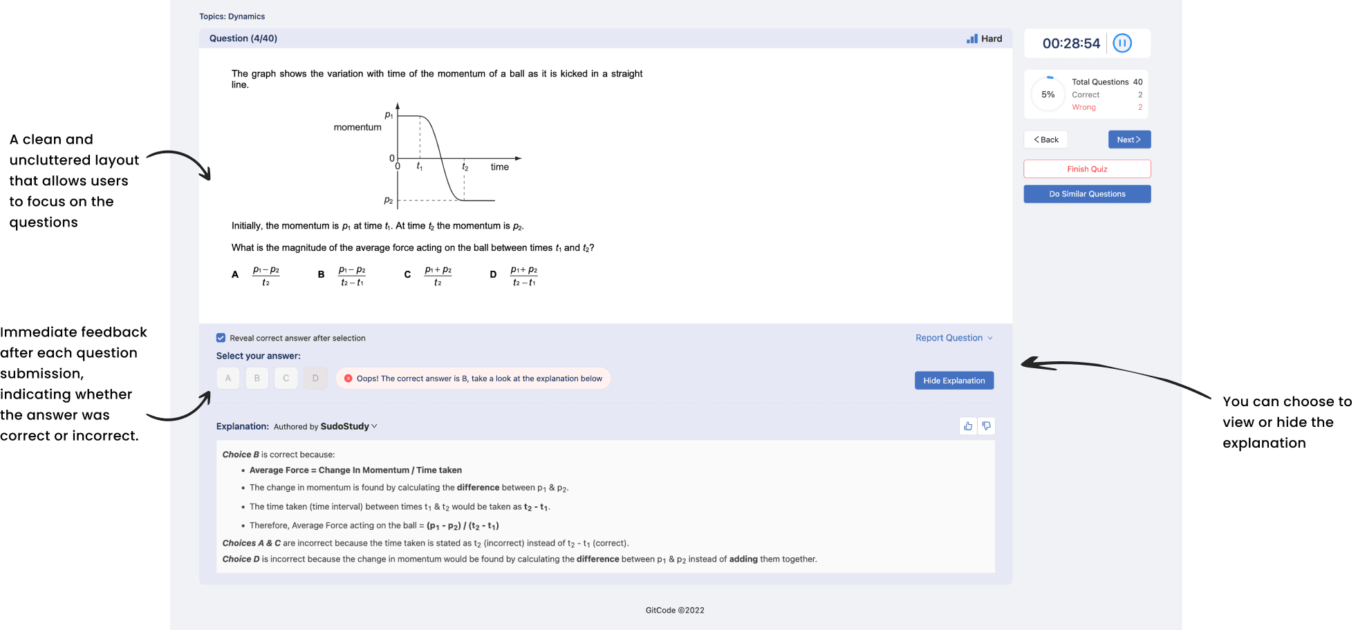 Question page of SudoStudy