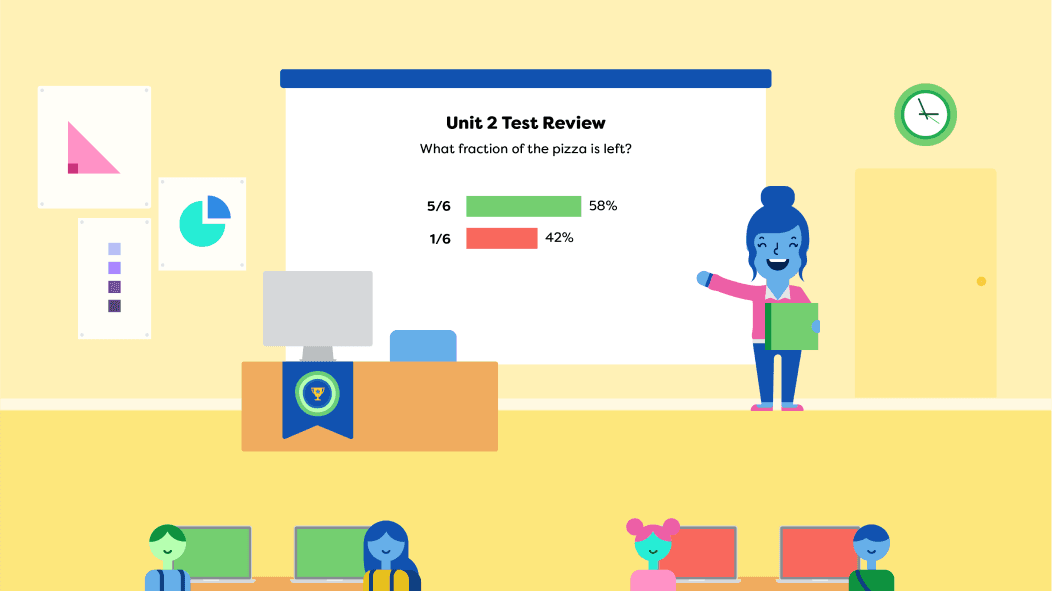 Teacher showing result on screen